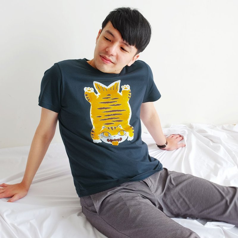 虎皮鱼喵-中性Tshirt 只有M size - 男装上衣/T 恤 - 棉 蓝色