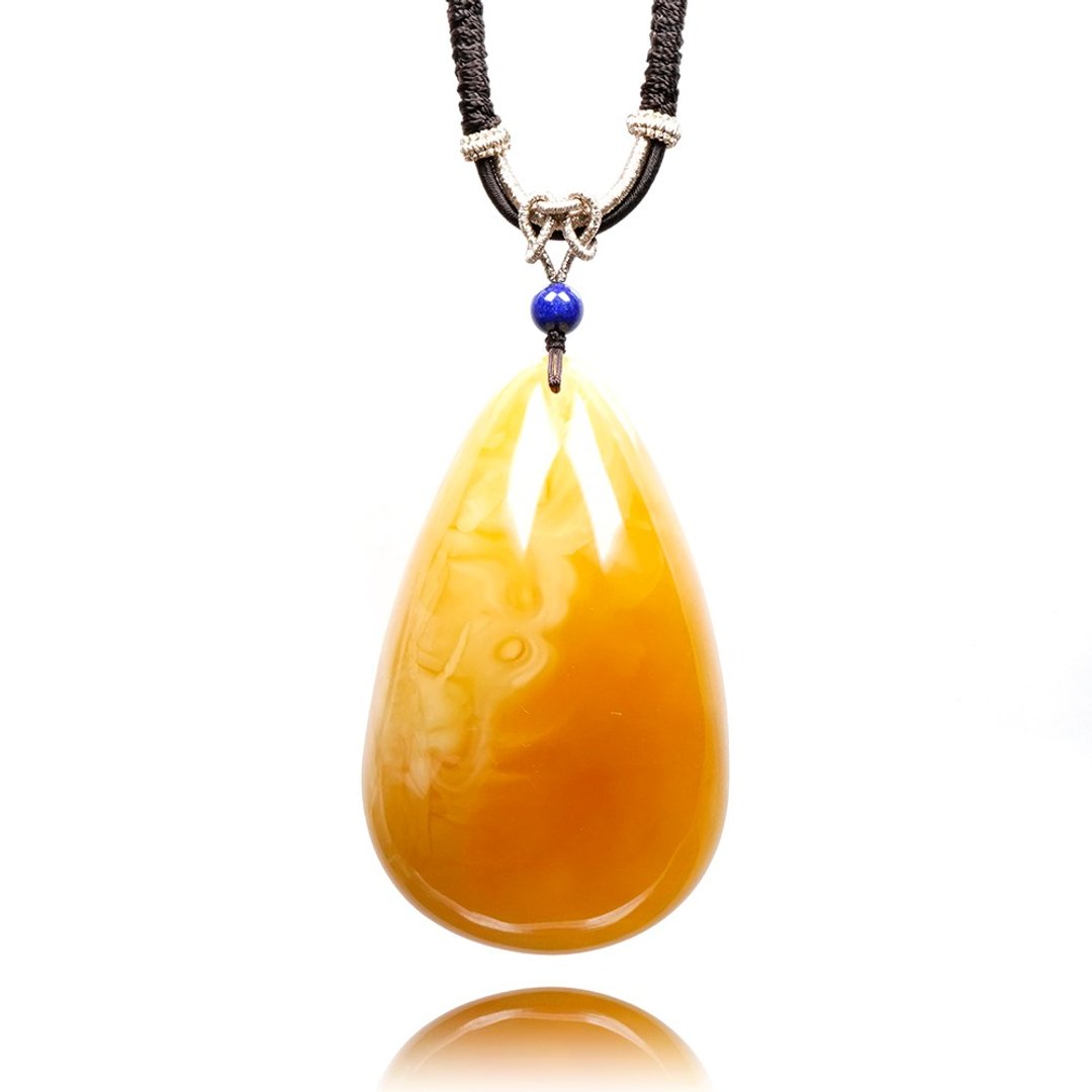 【正佳珠宝】蜜蜡琥珀 顶级鸡油黄金绞蜜水滴 58g 蜜蜡琥珀吊坠 - 项链 - 半宝石 多色