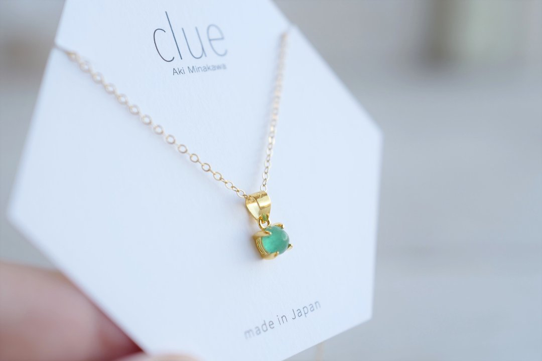 May Birthstone Emerald K14GF Necklace - 项链 - 半宝石 绿色