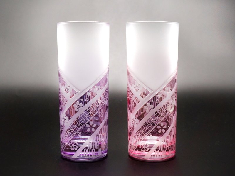 Kimono fabric [peony] - 玻璃杯 - 玻璃 紫色