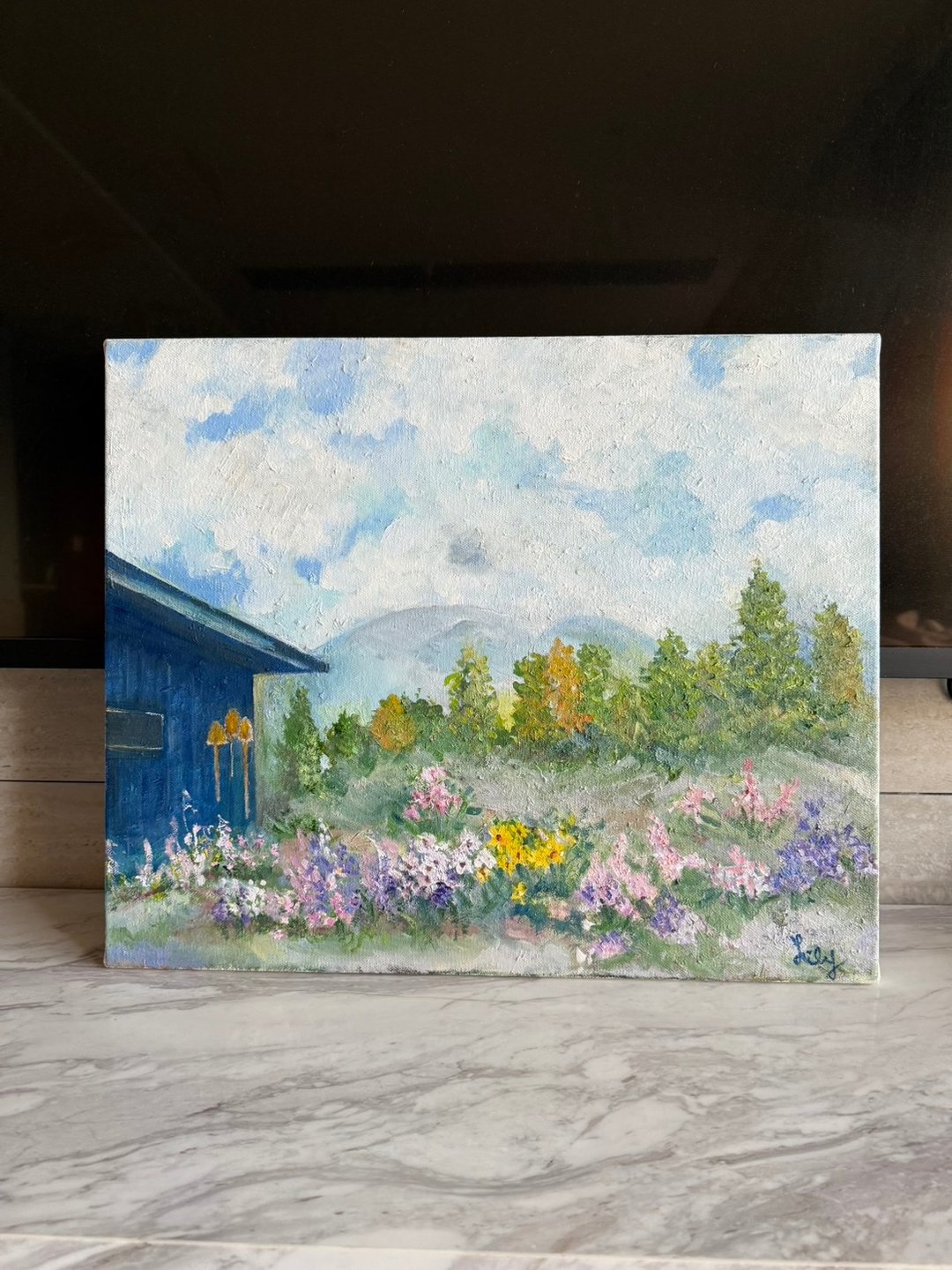 山边花园 - 田园风景油画 手绘原作 - 海报/装饰画/版画 - 棉 