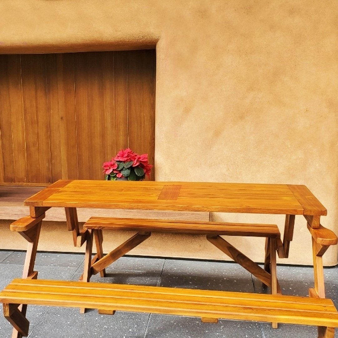 吉迪市JatiLiving | 鄉村風兩用折疊桌椅 野餐桌 野餐椅 PP562 - 餐桌/书桌 - 木头 咖啡色