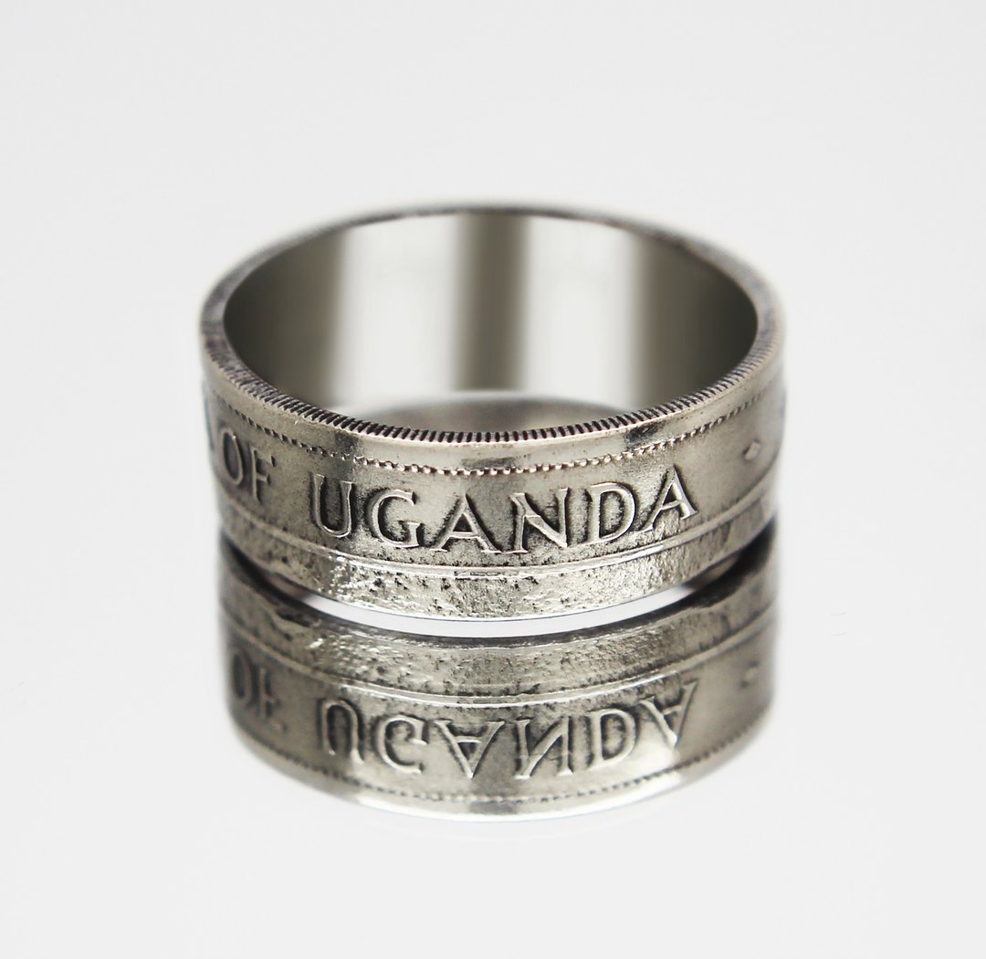 Uganda Coin Ring 1 Shilling 1976 coin rings for men coin rings for women - 戒指 - 其他金属 