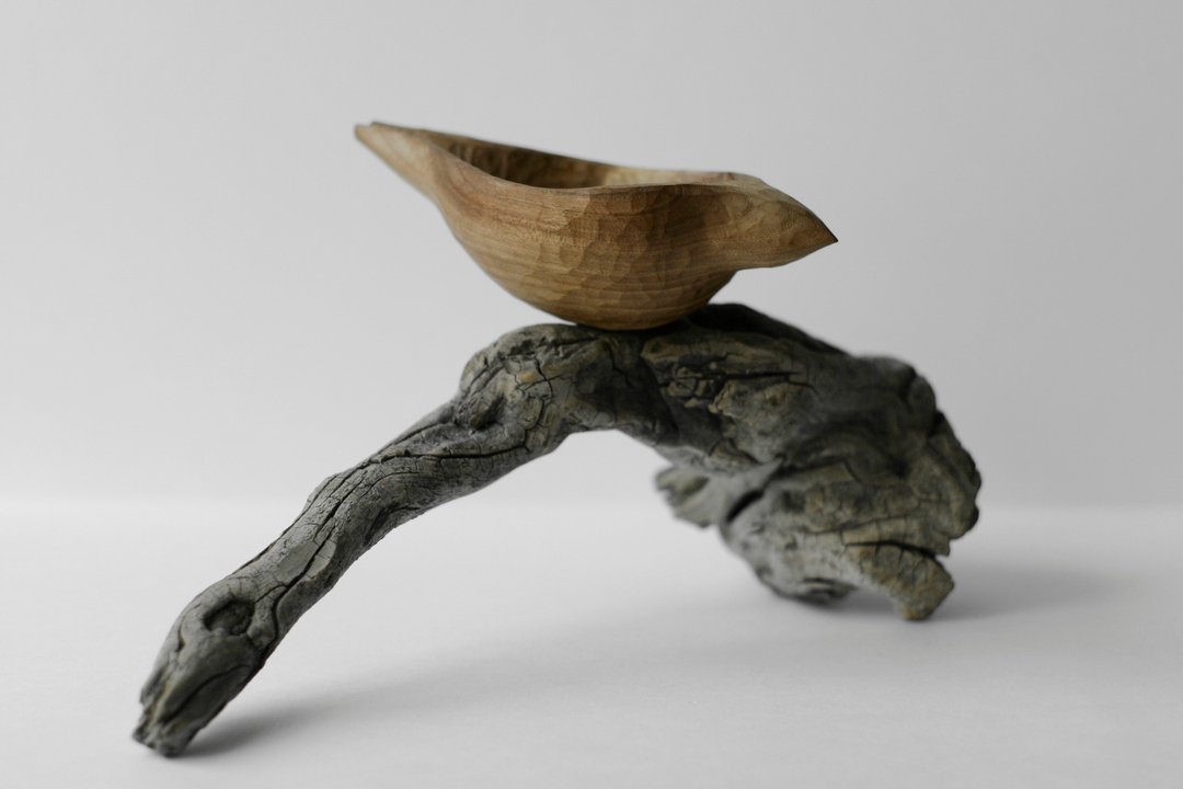 Wooden kuksa from elm, wooden cup, hiking mug - 咖啡杯/马克杯 - 木头 咖啡色