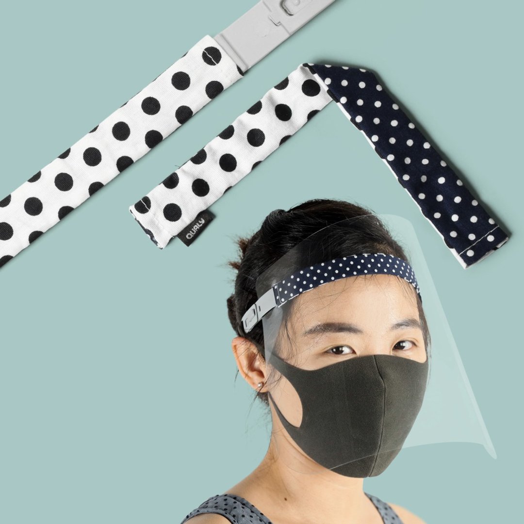 24H 快速出货 | 【防疫用品】QUALY 防疫面罩 + 双面花色头带组合 - 发饰 - 棉 透明