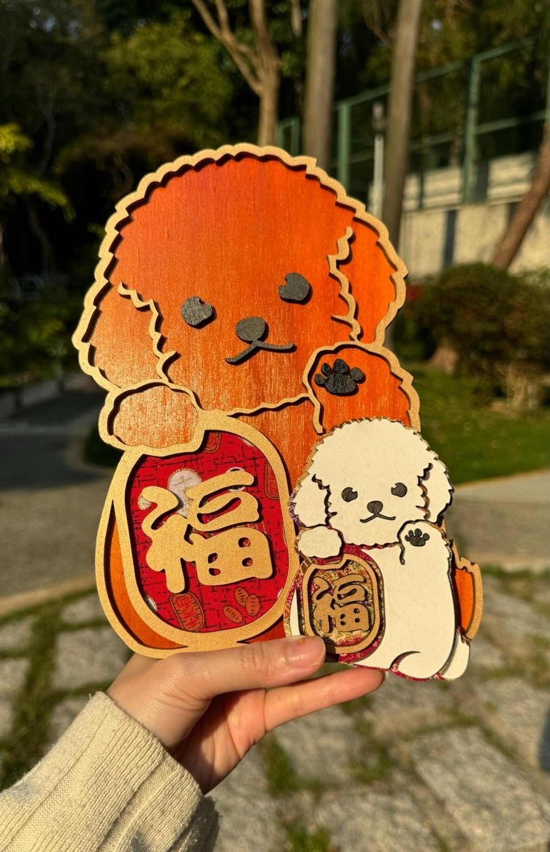 贵妇狗造型木制摆设 (可定制化) - 摆饰 - 木头 多色