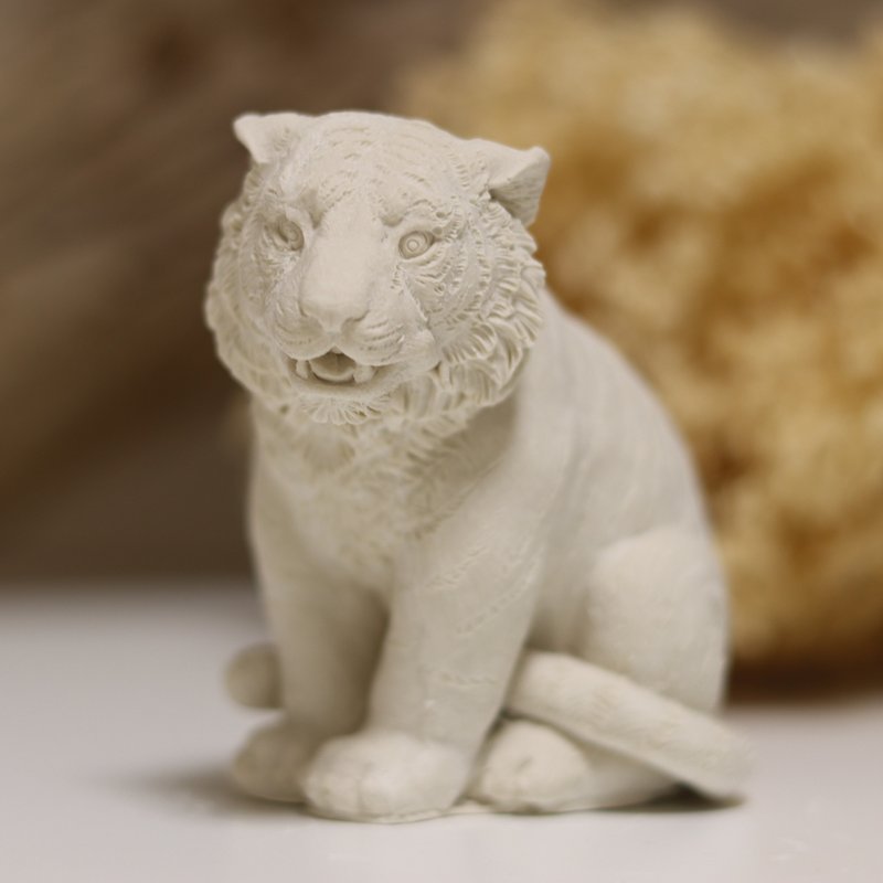 霸气老虎扩香石 小盘组 加薰衣草精油和玫瑰天竺葵精油 - 香薰/精油/线香 - 其他材质 白色