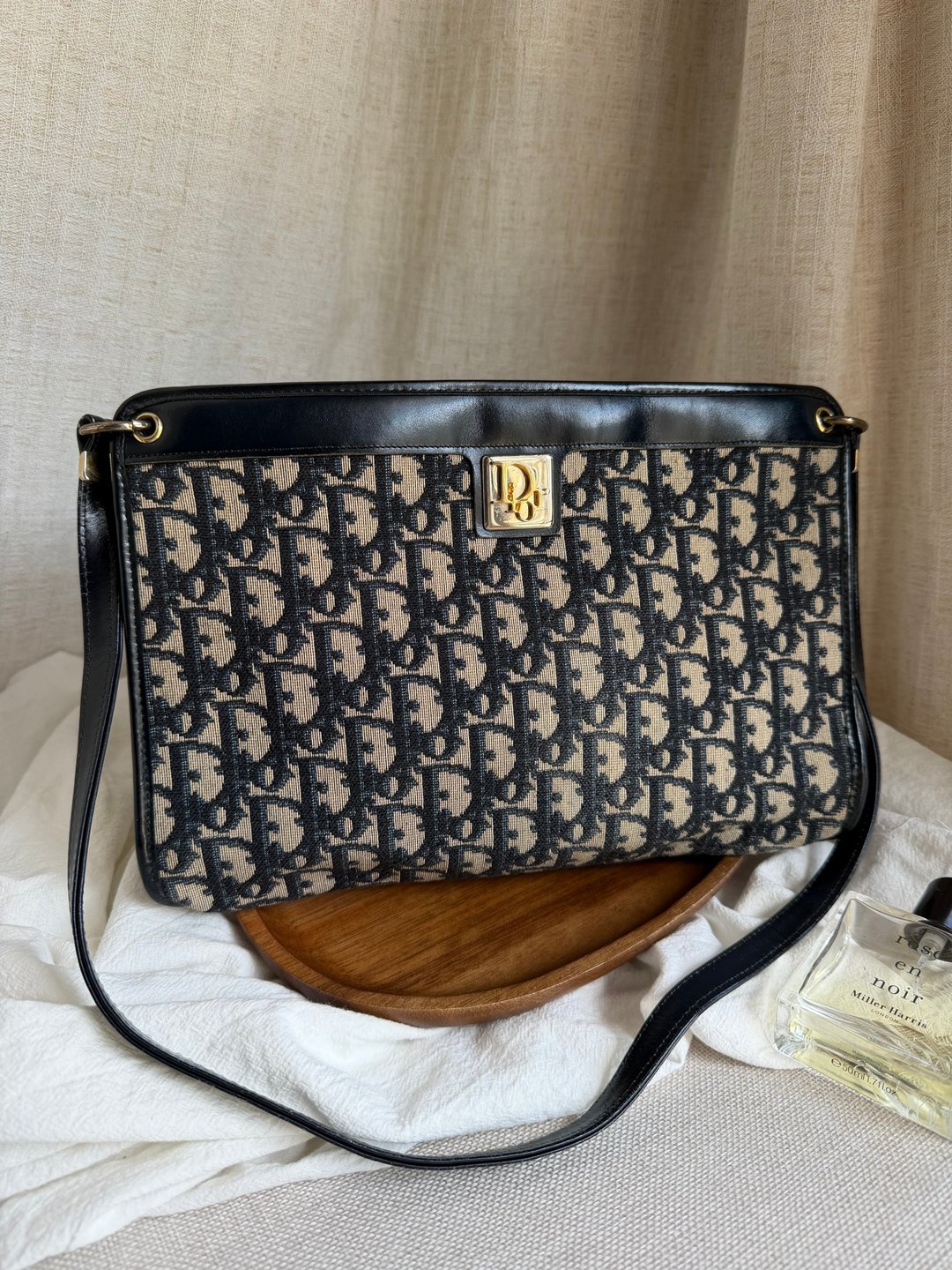 中古包Vintage Dior 海军蓝老花侧背包 - 侧背包/斜挎包 - 其他材质 