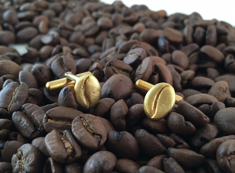 Coffee beans brass cufflinks - 袖扣 - 其他金属 金色