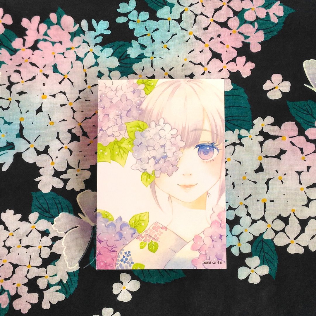 紫阳花少女明信片 - 卡片/明信片 - 纸 紫色
