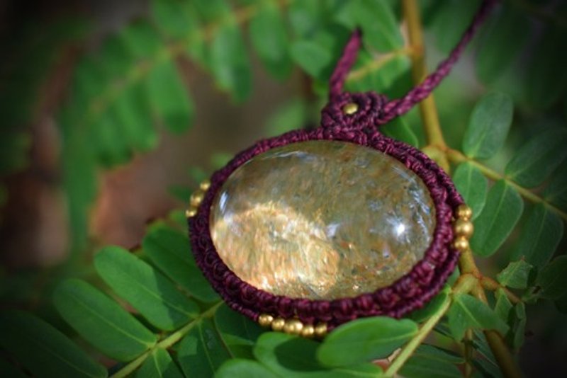 金黄闪耀！黄金庭园水晶 手工编织坠饰 garm017 - 项链 - 宝石 