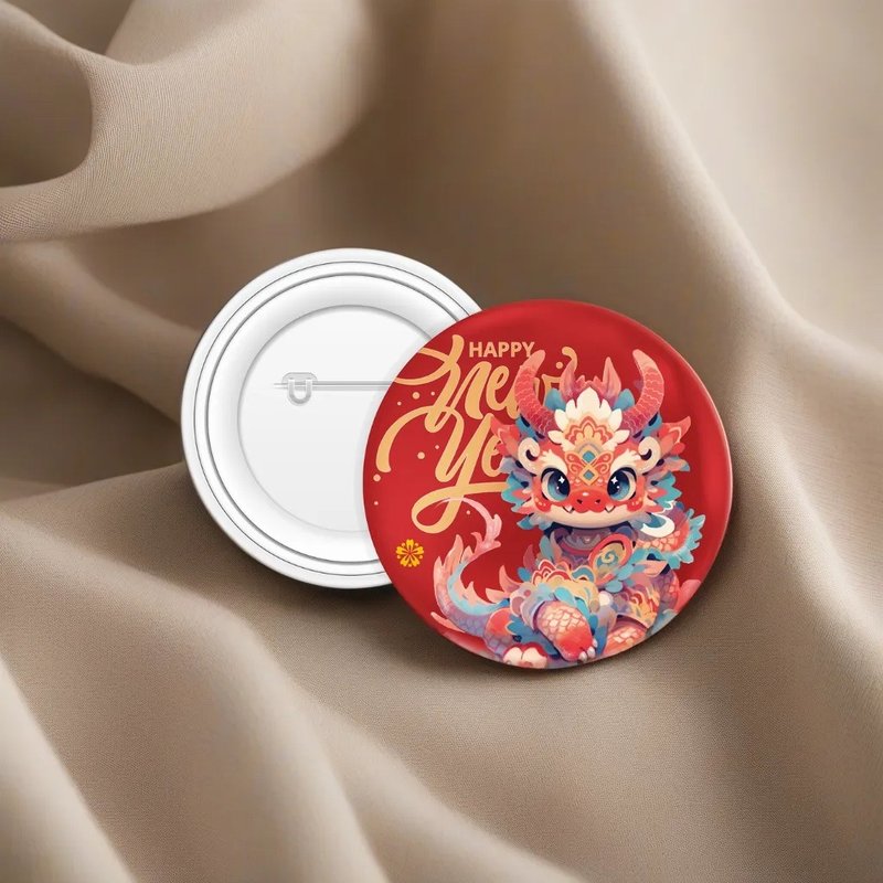 幸福龙 圆形徽章别针 BADGE - 徽章/别针 - 防水材质 红色