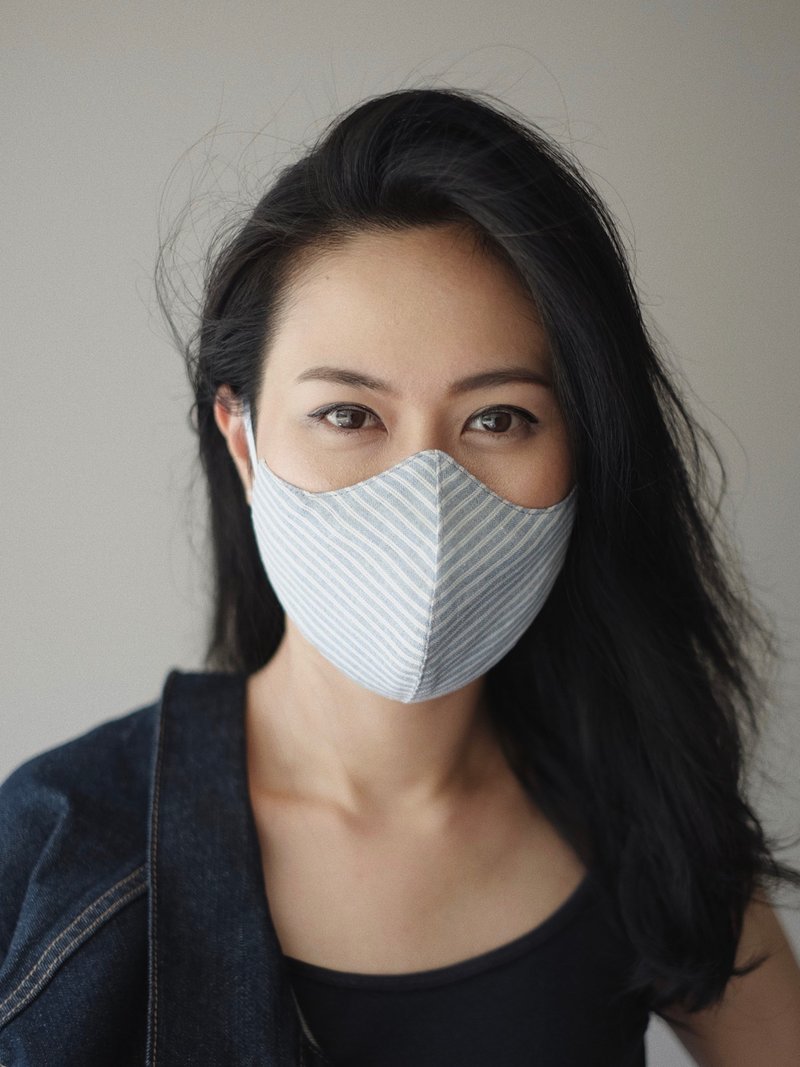 Blue Stripe Innovation Fabric Mask - 口罩 - 棉．麻 