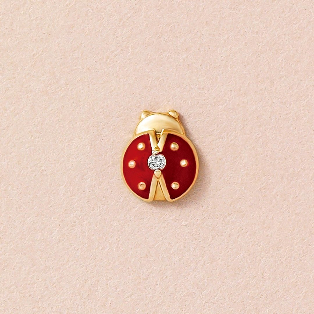 【GARDEN】 18K/10K 钻石瓢虫单边耳环 (黄金) - 耳环/耳夹 - 贵金属 