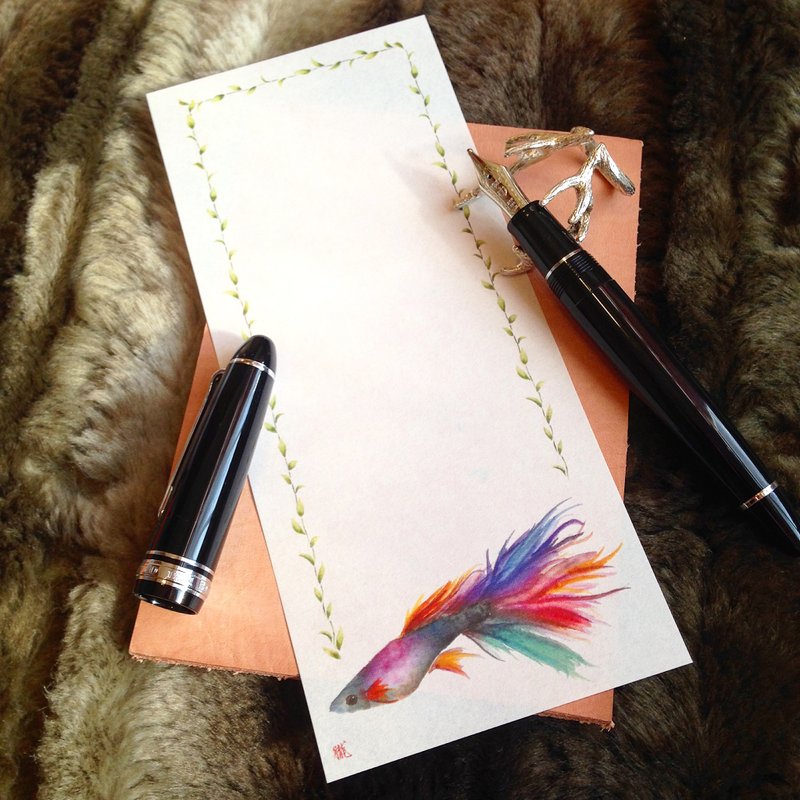 一笔笺~墨水染画-孔雀鱼-(一包30张入) - 便条纸/标签贴 - 纸 多色