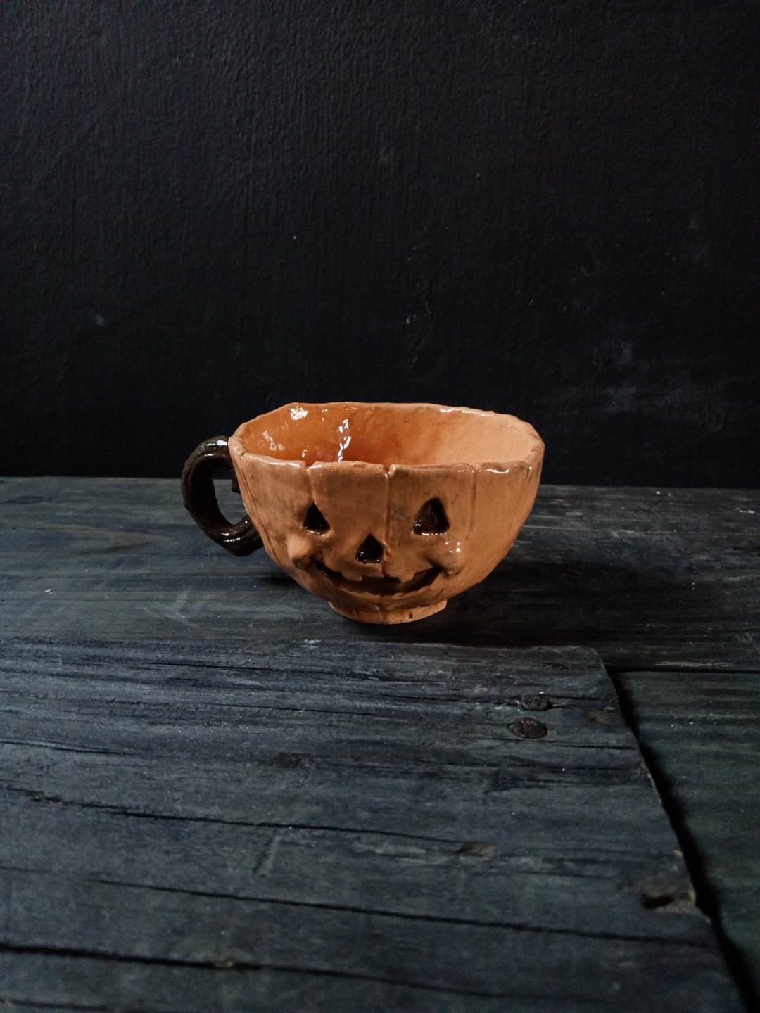 南瓜陶瓷小茶杯 (高5.2cm 陶杯 水杯 酒杯 万圣节) - 其他杯子 - 陶 橘色