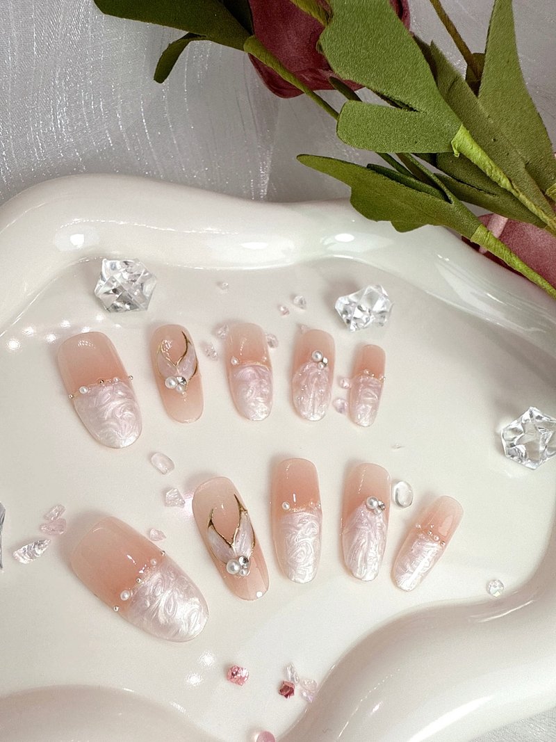 【TING】柔光贝语 - 珍珠光泽纹理穿戴甲 S 码 - 其他 - 塑料 粉红色