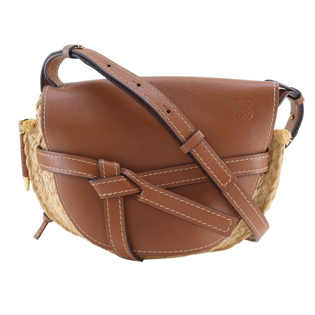 【日本直送】罗威 LOEWE ગેટ સ્મોલ (Gate Small) 肩背包 329.13.T20-2924 皮革 x 拉菲亚草 棕色 女仕【二手】 - 侧背包/斜挎包 - 真皮 咖啡色
