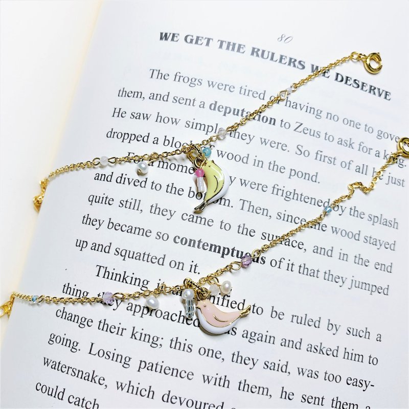 SL331 春天的小鸟儿手链(柠檬黄/迷人粉) - 手链/手环 - 其他金属 粉红色