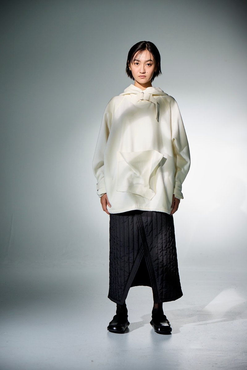 大口袋连帽上衣 - 中性连帽卫衣/T 恤 - 羊毛 白色