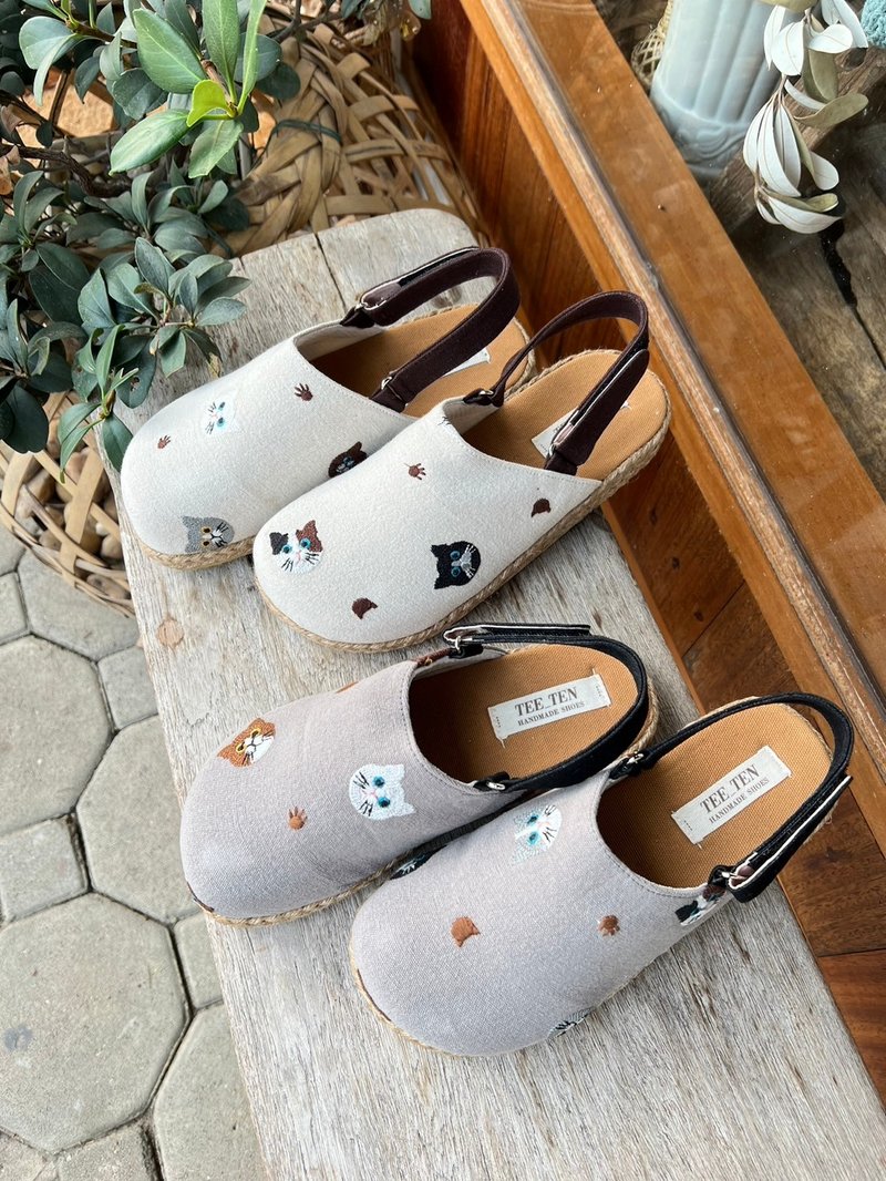 猫刺绣凉鞋 - 手工制作 - 男女凉鞋 - 绣线 多色