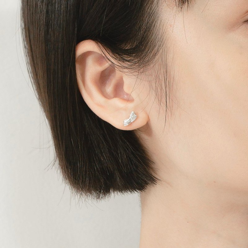 Growth 土壤 两色 - 耳环/耳夹 - 纯银 白色