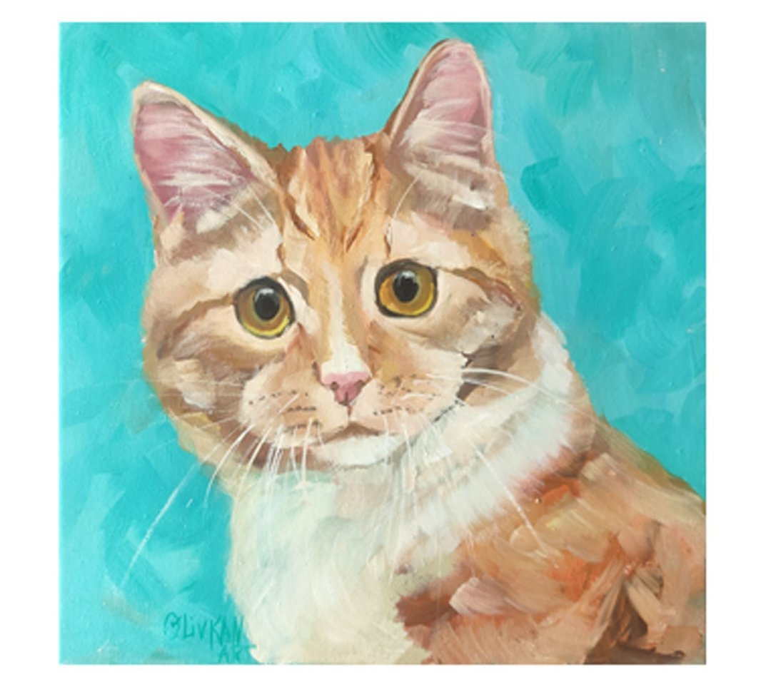 猫艺术原创动物艺术品油画宠物肖像画猫艺术品 - 海报/装饰画/版画 - 其他材质 橘色