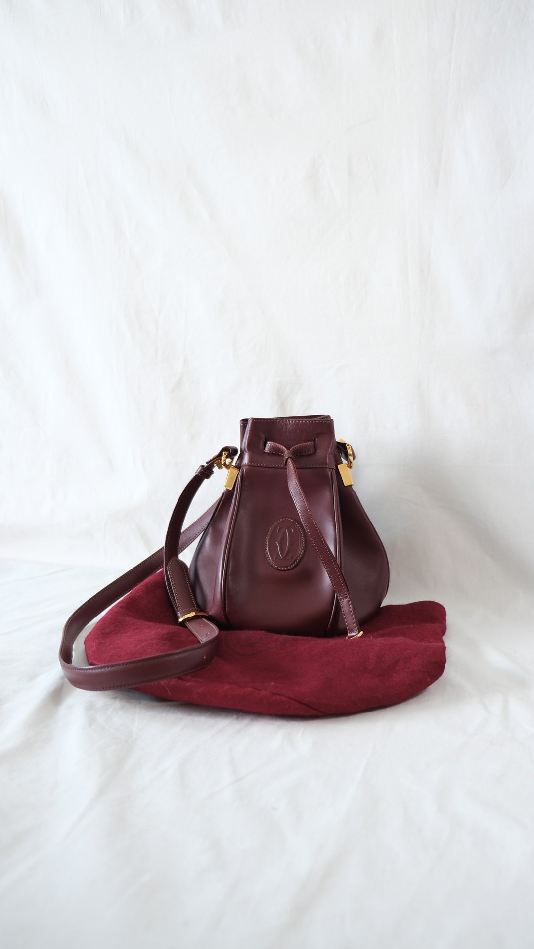 Cartier Must De Cartier bucket bag 卡地亚水桶包 日本中古二手 - 束口袋双肩包 - 真皮 红色