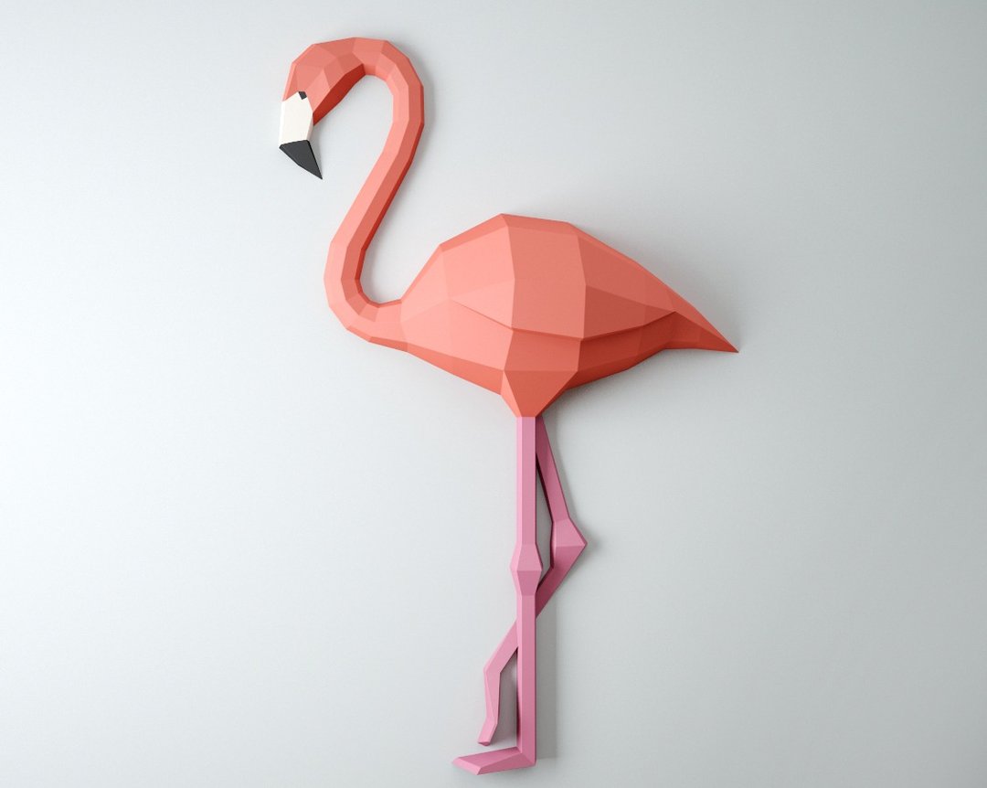 Papercraft Flamingo, 3D Paper Craft model, DIY Paper sculpture, DIGITAL TEMPLATE - 手工艺教程/工具书 - 其他材质 