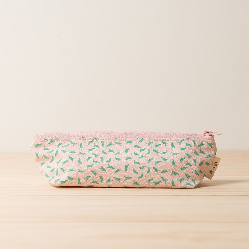 拉链笔袋/台湾八哥4号/花卉粉色 - 铅笔盒/笔袋 - 棉．麻 粉红色