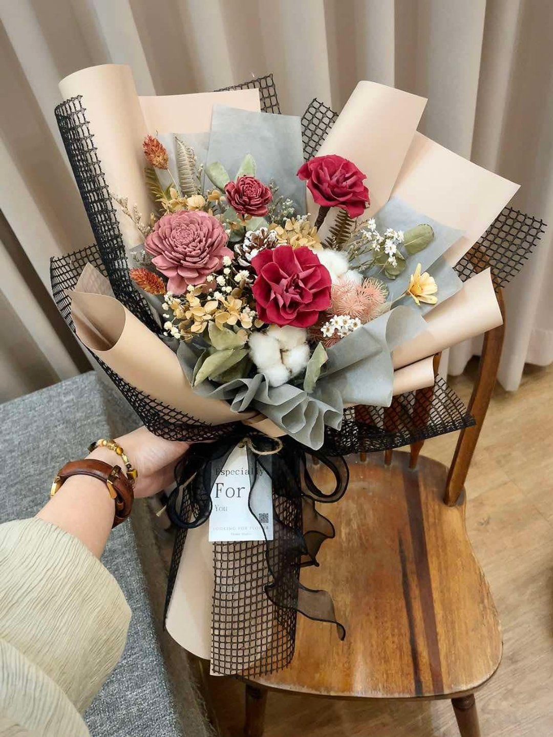 永生玫瑰【黑色莓果】求婚花束 情人节花束 母亲节花束 生日花束 - 干燥花/捧花 - 植物．花 黑色