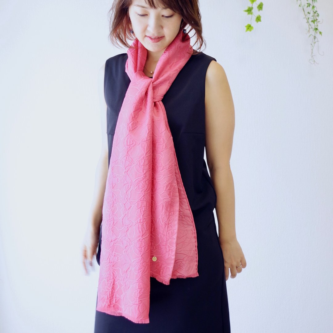 filtango stole rose lattice pattern ROSE ROSEPINK - 丝巾 - 丝．绢 粉红色
