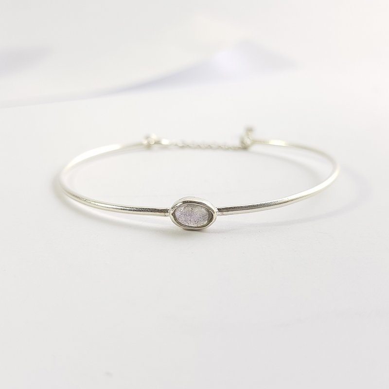 原点 - 毅力光蕴拉长石999纯银手环/ Labradorite 免费【圣诞礼盒 - 手链/手环 - 其他金属 银色