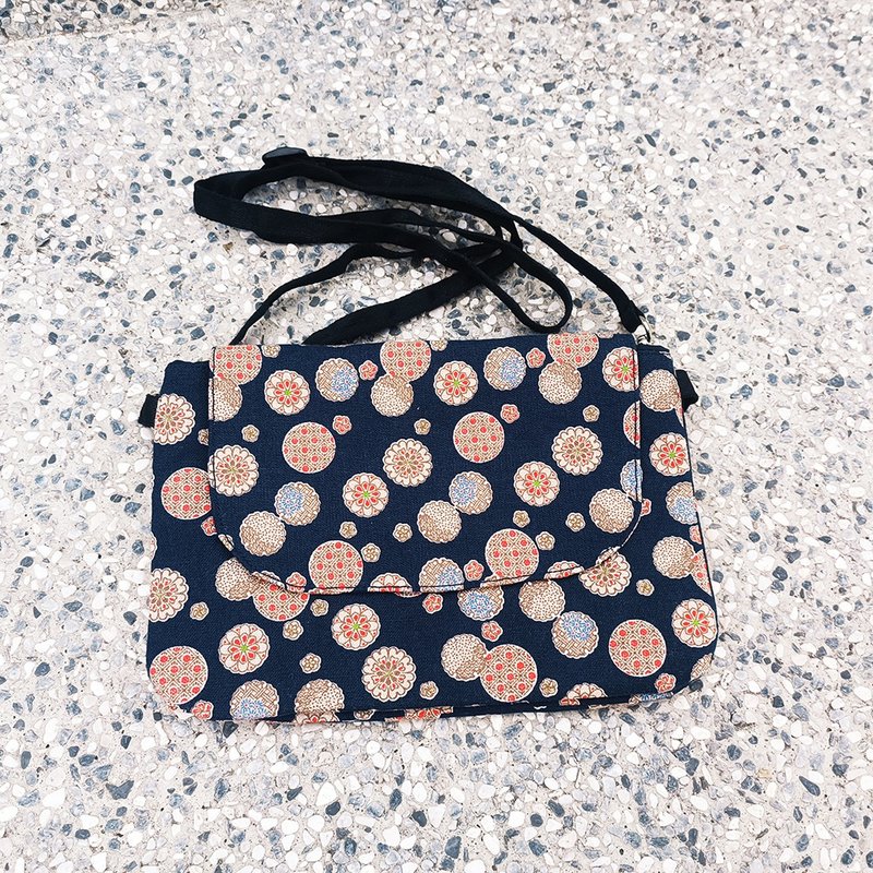 手机侧背包-花球 - 侧背包/斜挎包 - 棉．麻 蓝色