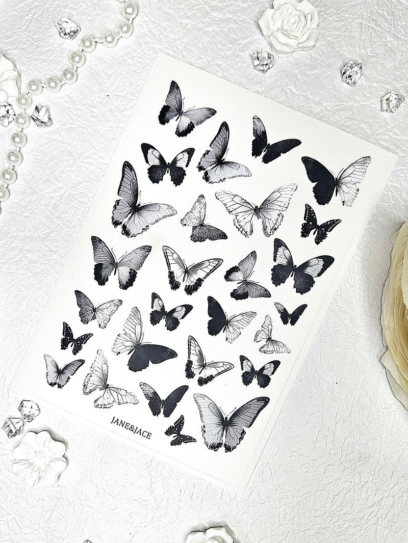 单色复古蝴蝶透明贴纸 - 贴纸 - 其他材质 