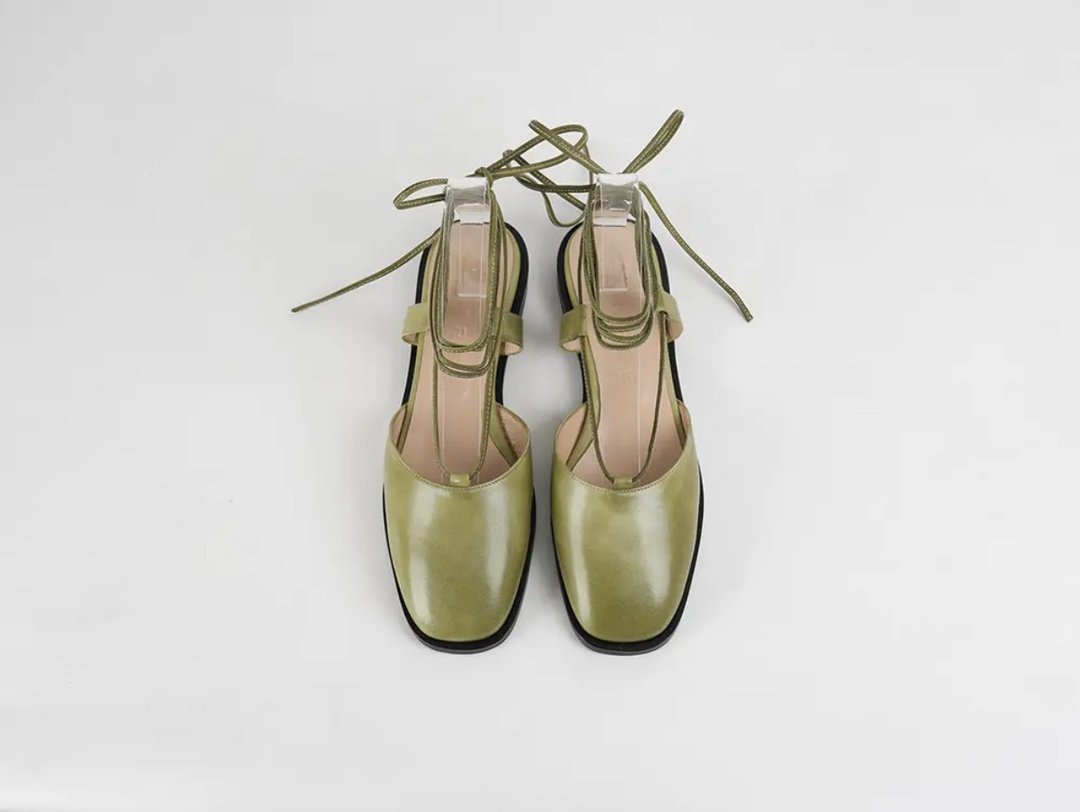 Sample Sale Lely Strap Mule Sandal Size 37 - 穆勒鞋 - 真皮 绿色
