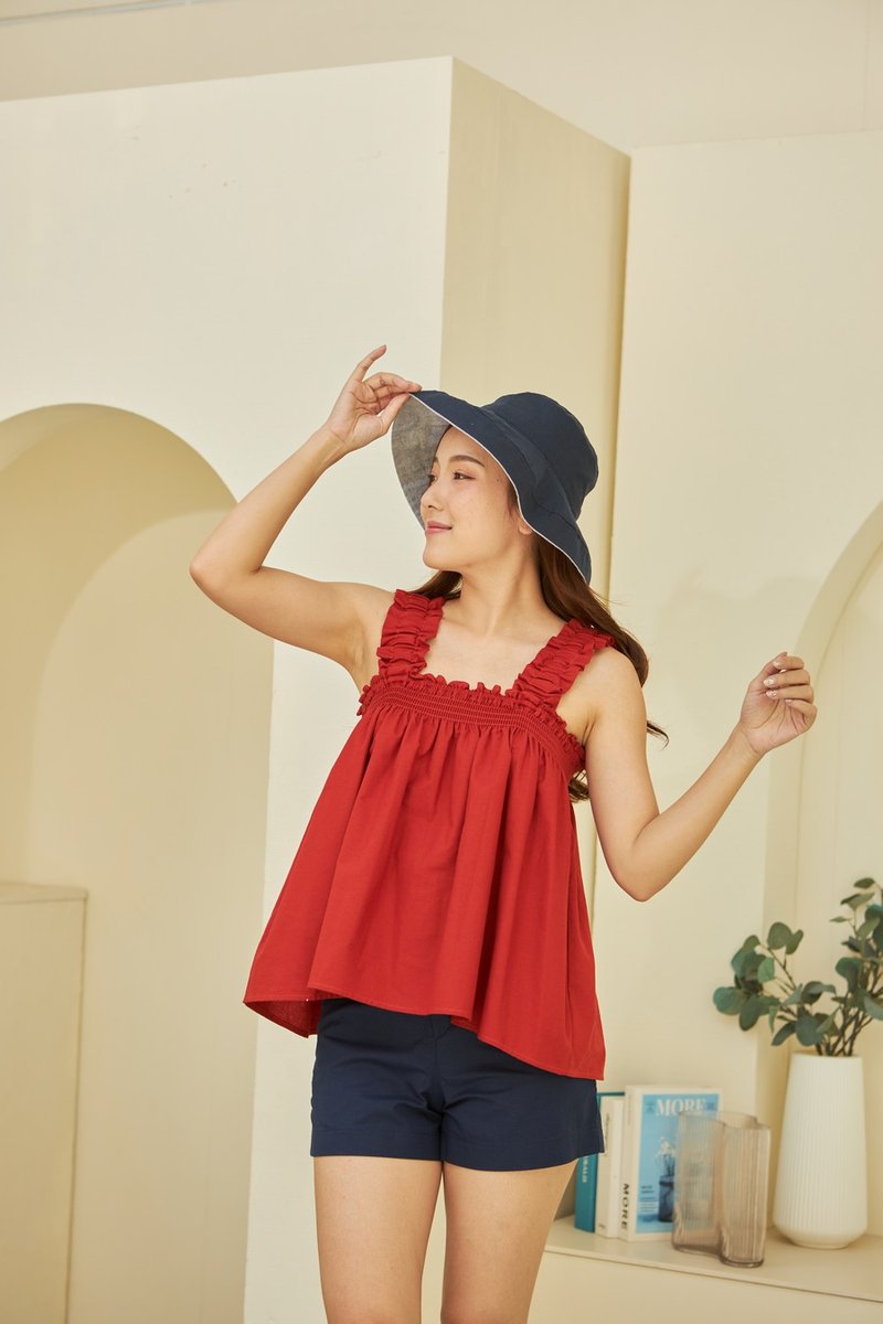 KRACHAO 无袖上衣 (红色) - 女装上衣 - 棉．麻 红色