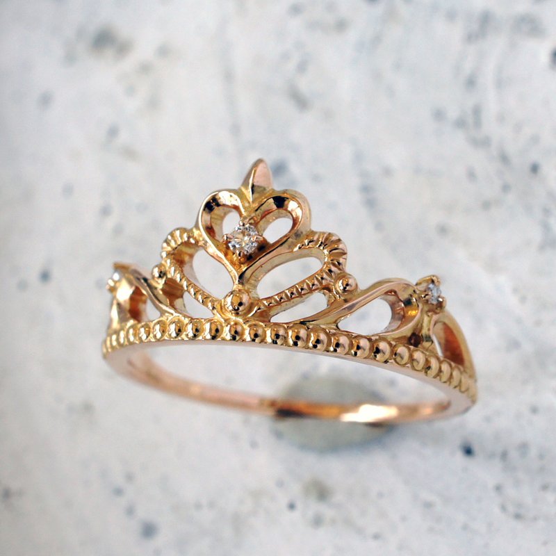 Tiara Ring (Heart / K18PG) - 戒指 - 其他金属 金色