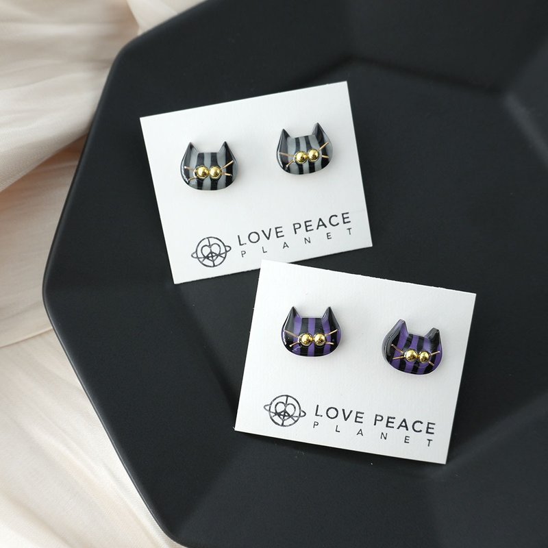 猫猫好朋友耳环 | 奈落学院 - 耳环/耳夹 - 树脂 紫色