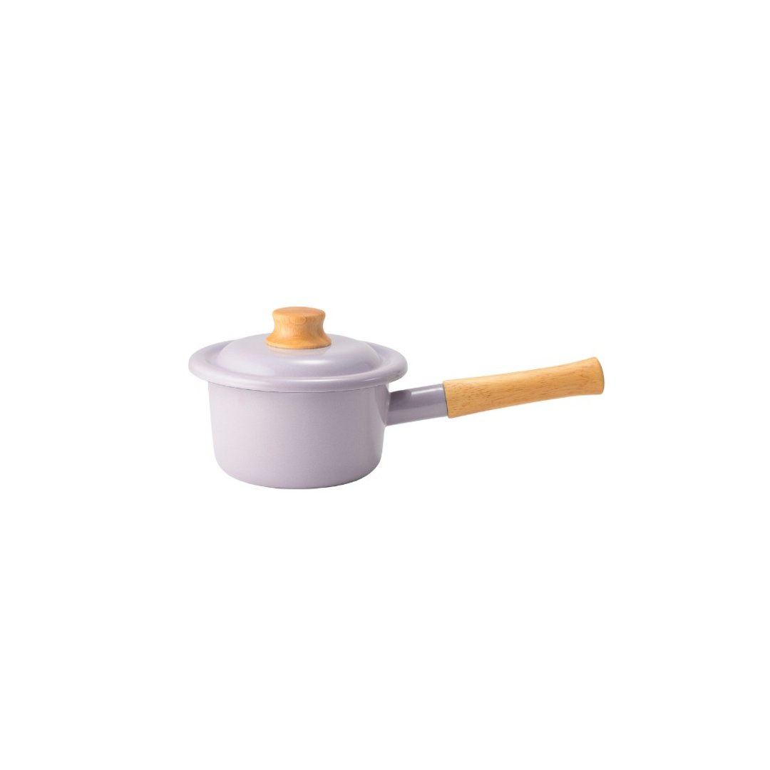 日本FUJIHORO Cotton Plus 系列 单柄附盖珐琅牛奶锅 14cm 千黛紫 - 厨房用具 - 珐琅 紫色