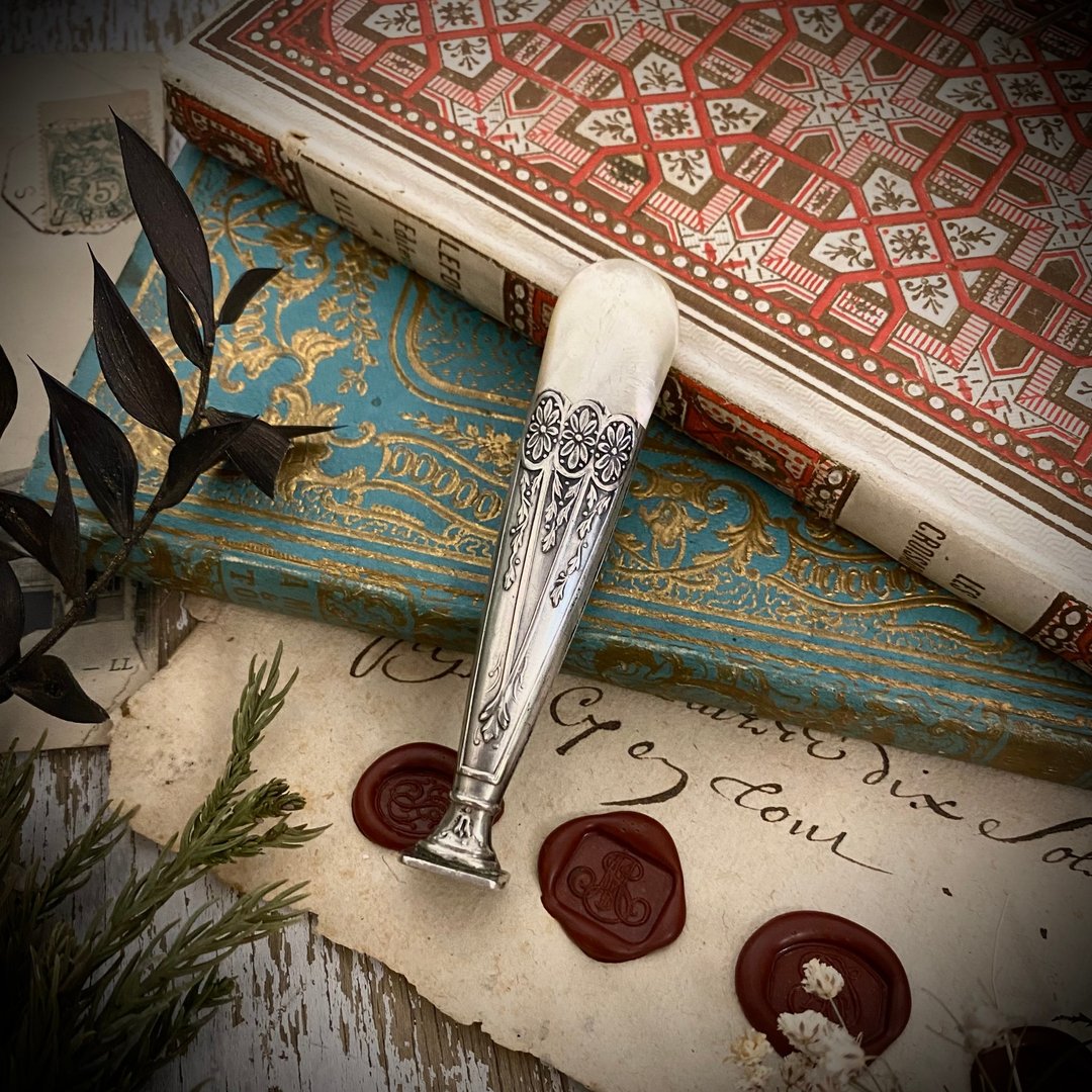 19世纪末 法国纯银母贝印章 Belle Époque 华丽时期风格 - 印章/印台 - 纯银 银色