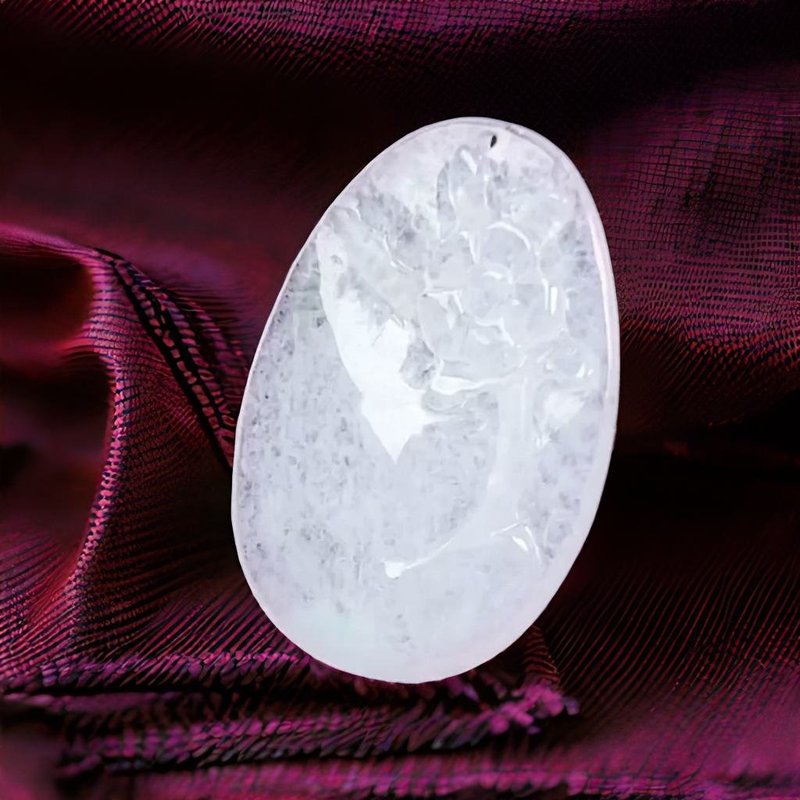 冰种翡翠巧雕小花 | 天然缅甸玉A货翡翠 | 送礼 - 项链 - 玉石 透明