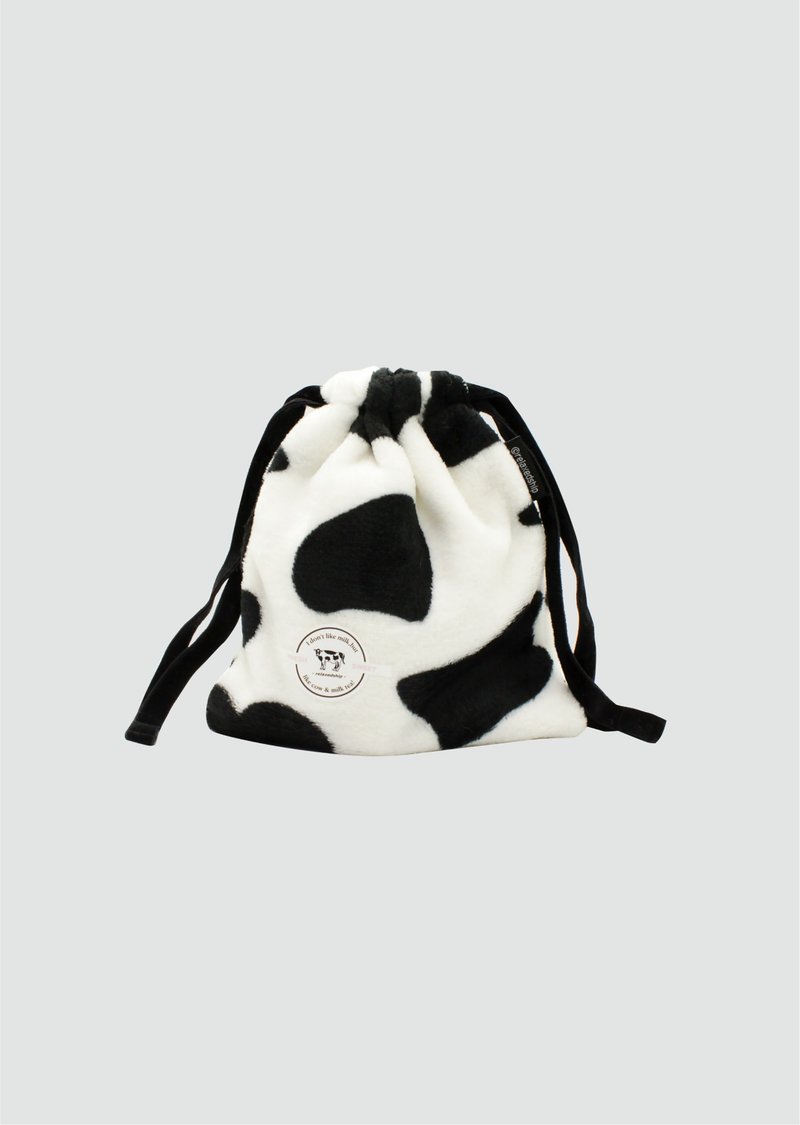 奶牛纹毛绒绒束口袋 - 束口袋双肩包 - 其他材质 多色