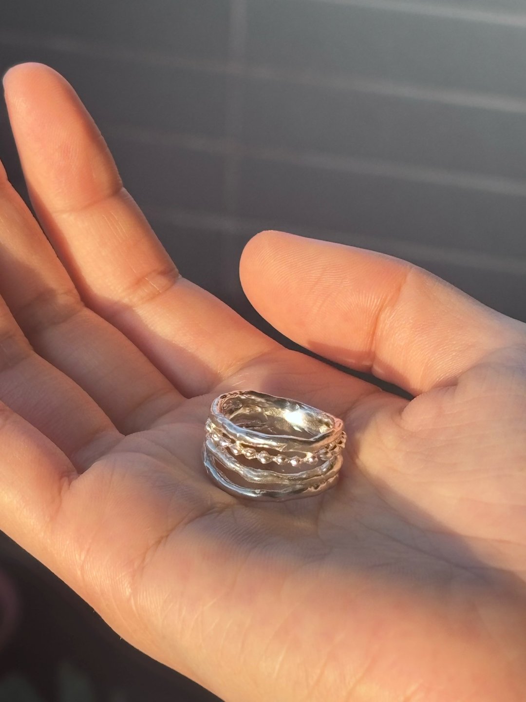 Ball chain ring - 戒指 - 纯银 银色