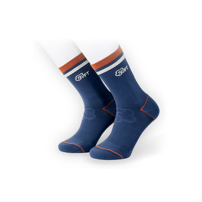 SOFT 医疗级 柔软舒适 轻压机能袜 运动袜 中筒袜 英伦焦糖棕 1双 - 袜子 - 尼龙 蓝色