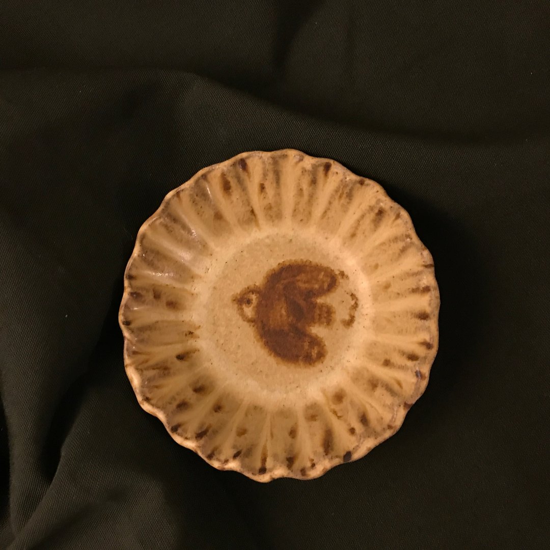 【 小丸 森林 复古 】古朴 老灵魂 飞鸟 豆皿 茶包碟 饰品碟 - 浅碟/小碟子 - 陶 咖啡色