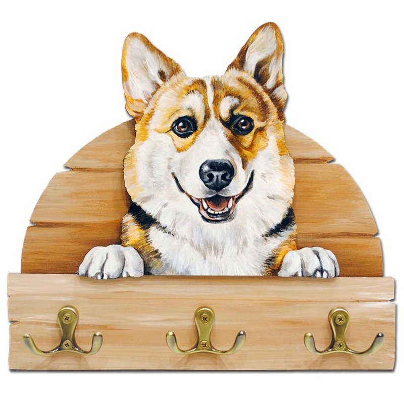 Corgi pembroke dog Hanger / holder leashes, rack key of wood - 衣架/挂勾 - 木头 