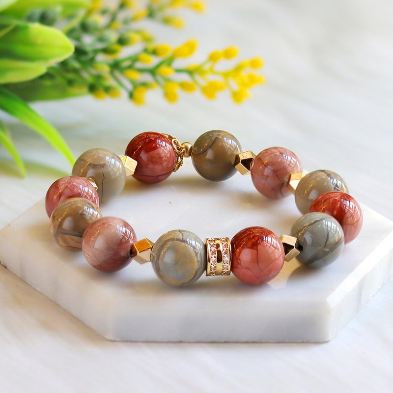 ||戈壁玛瑙阿拉善||设计款开运能量水晶手链 - 手链/手环 - 水晶 卡其色