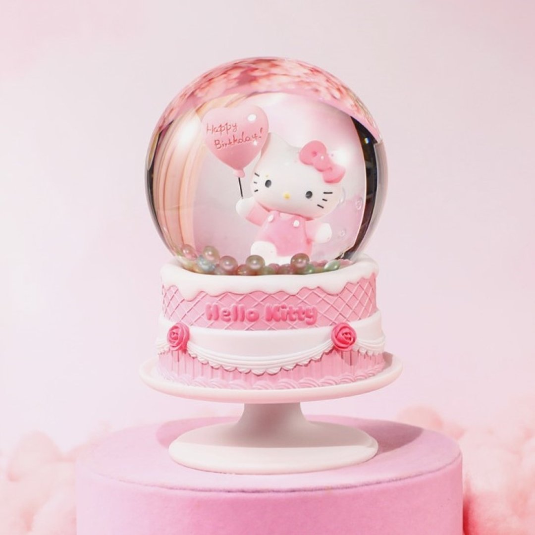 Hello Kitty 生日祝福 水晶球音乐盒生日圣诞交换礼物三丽鸥蛋糕 - 摆饰 - 玻璃 