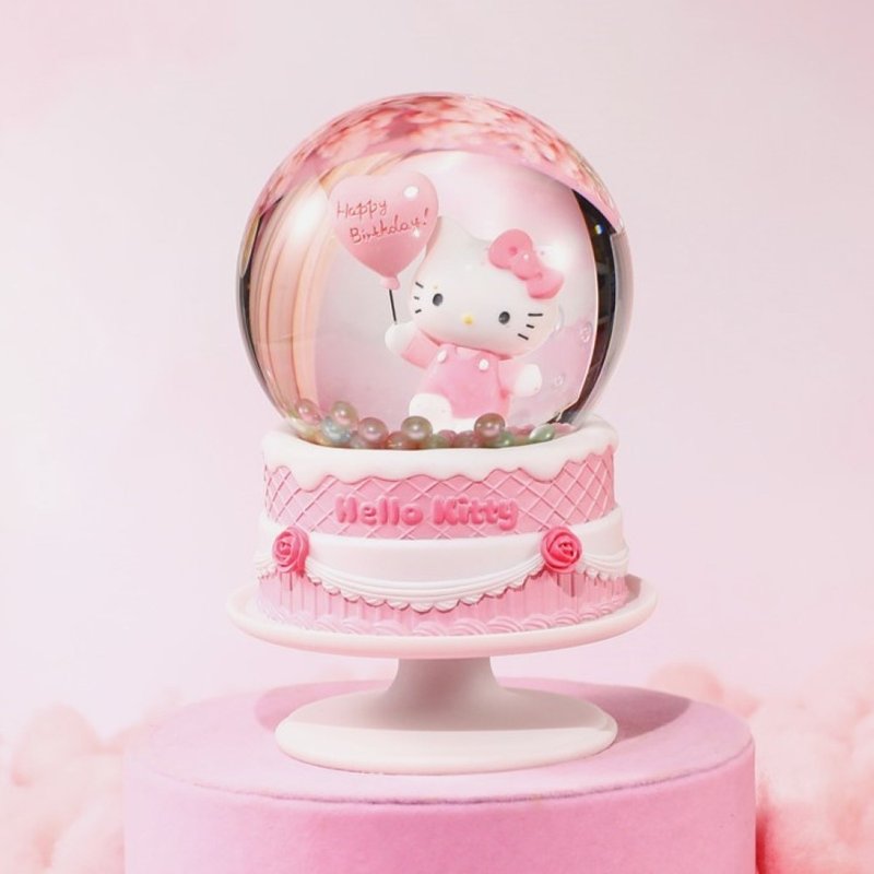 Hello Kitty 生日祝福 水晶球音乐盒生日圣诞交换礼物三丽鸥蛋糕 - 摆饰 - 玻璃 